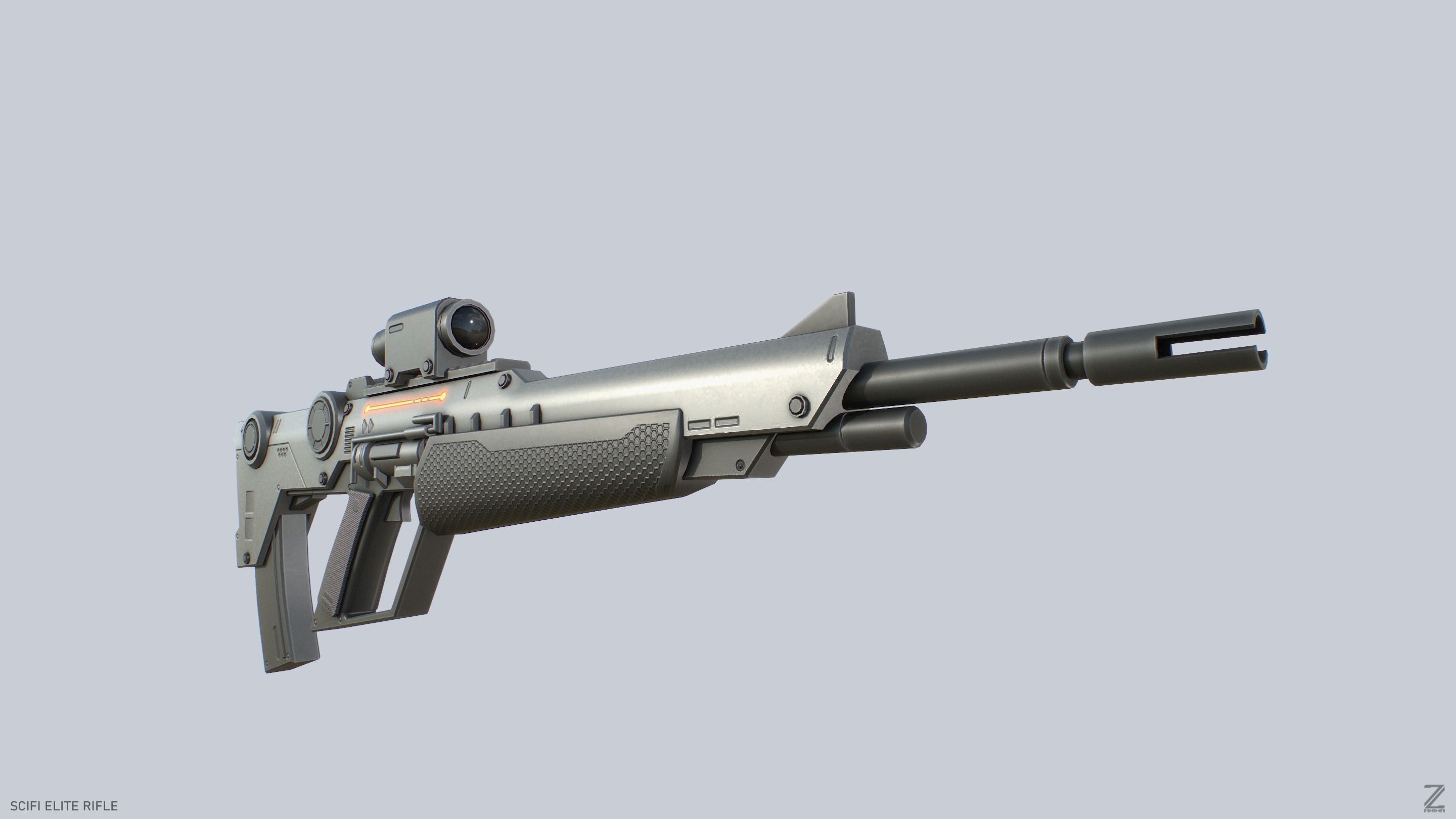 Sci fi elite rifle Low-poly 3D model_7