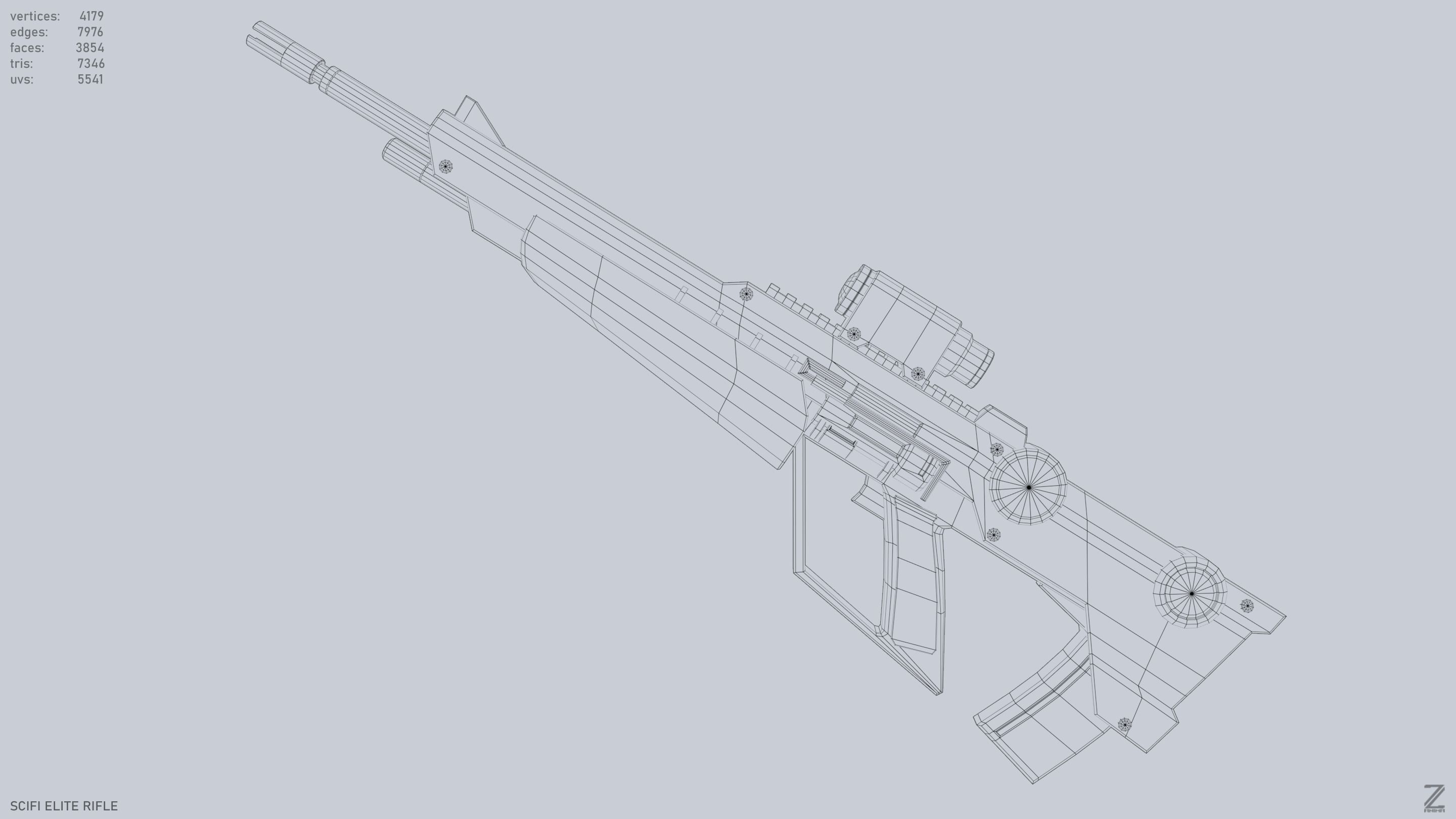 Sci fi elite rifle Low-poly 3D model_10