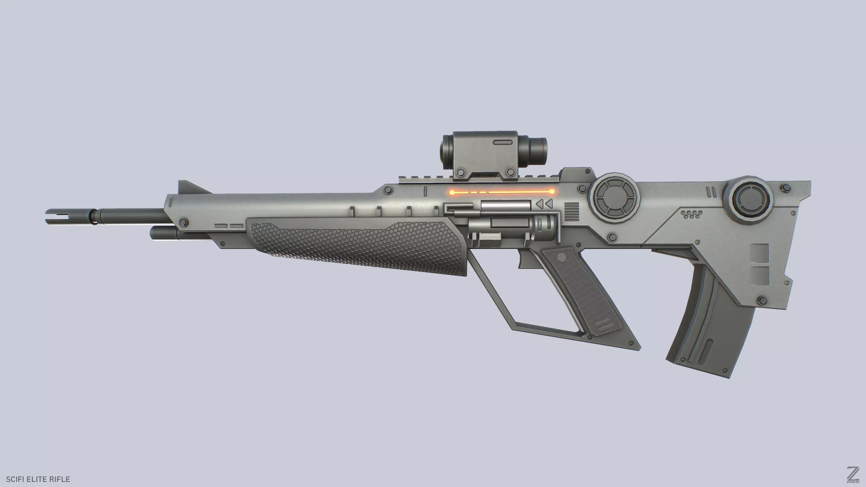 Sci fi elite rifle Low-poly 3D model_0