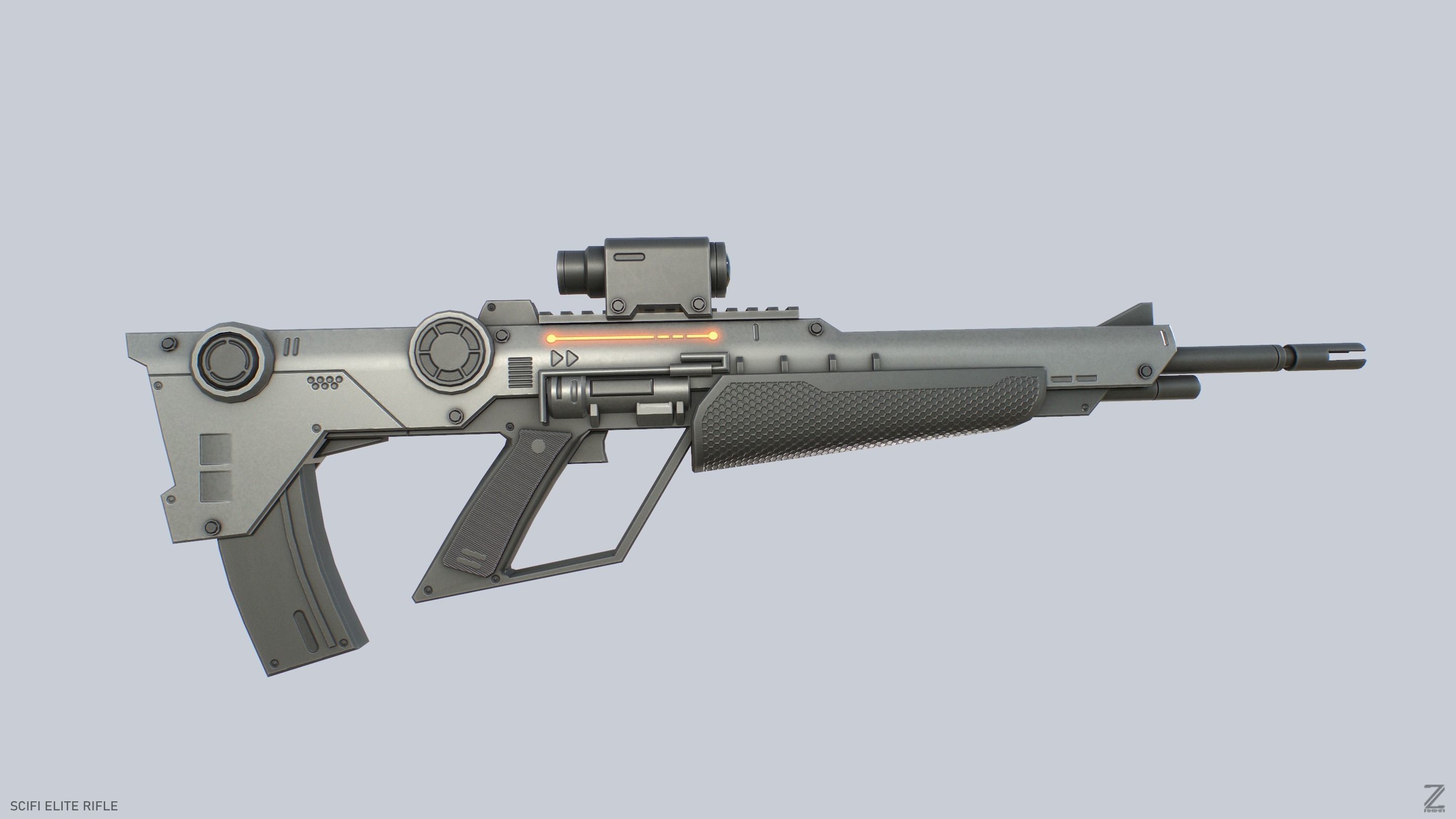 Sci fi elite rifle Low-poly 3D model_8