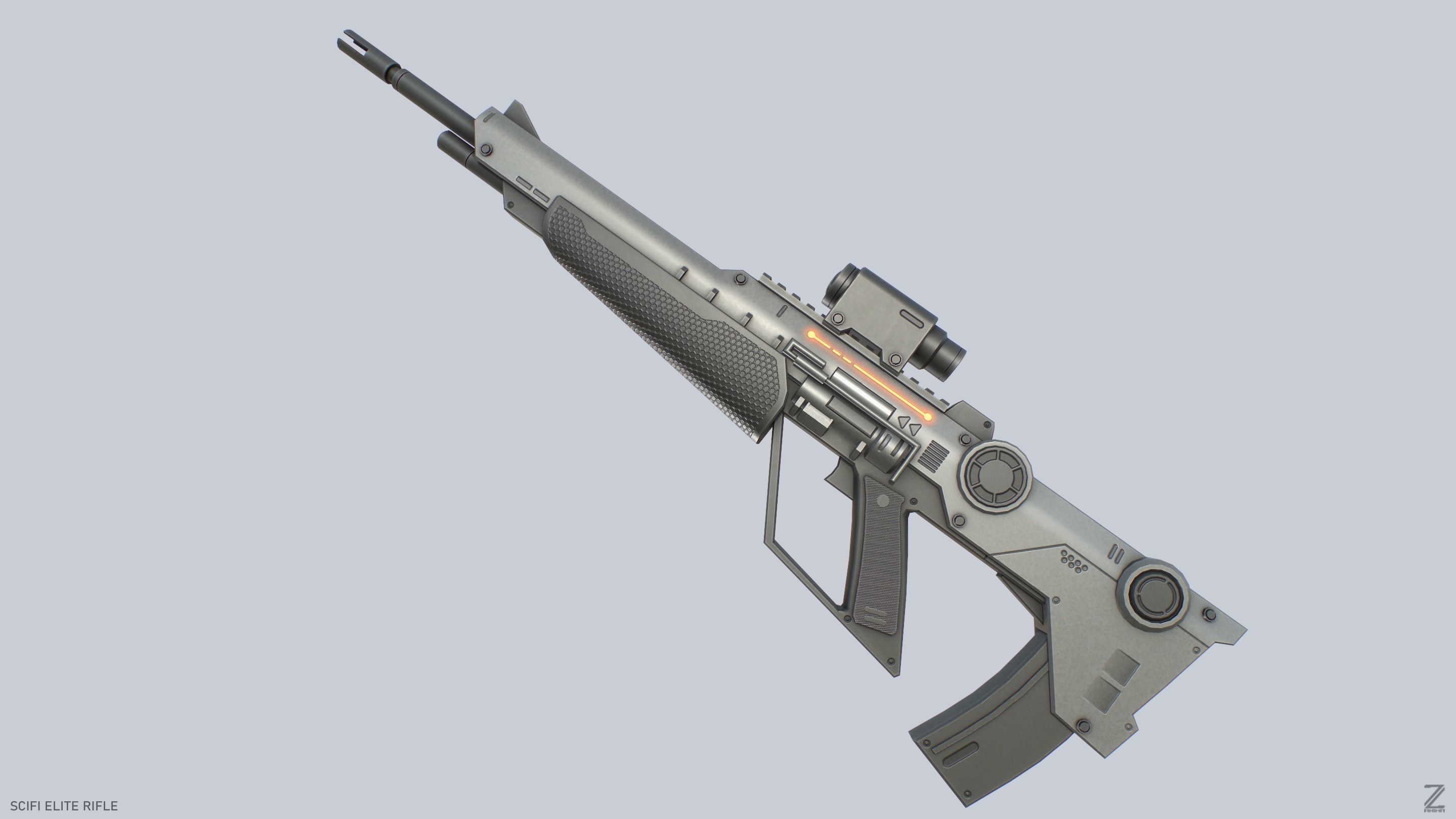 Sci fi elite rifle Low-poly 3D model_4