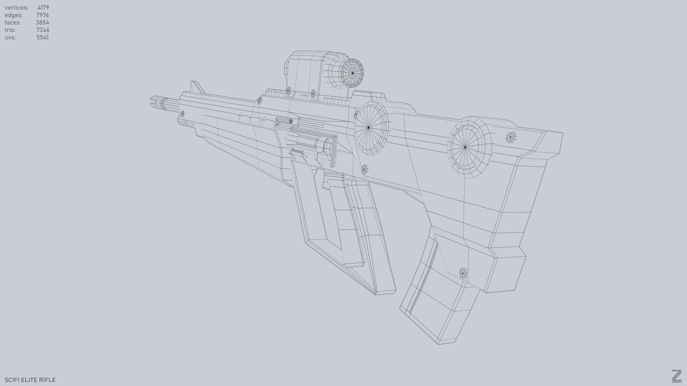 Sci fi elite rifle Low-poly 3D model_12
