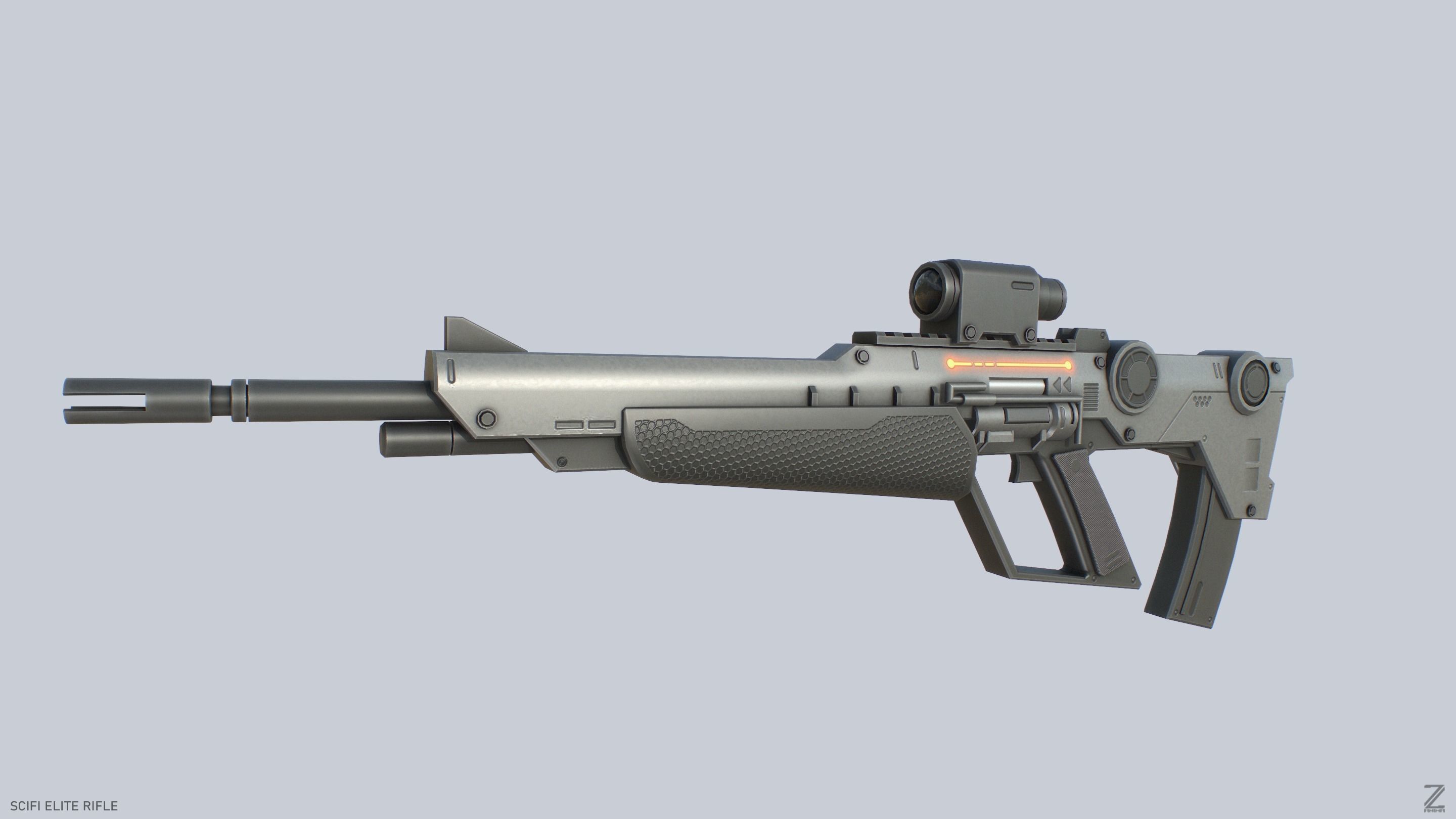 Sci fi elite rifle Low-poly 3D model_6