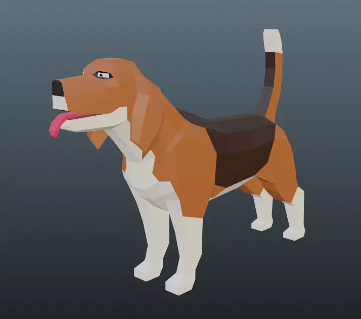 Beagle - Low Poly Dog Low-poly 3D model_0