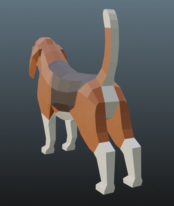 Beagle - Low Poly Dog Low-poly 3D model_1