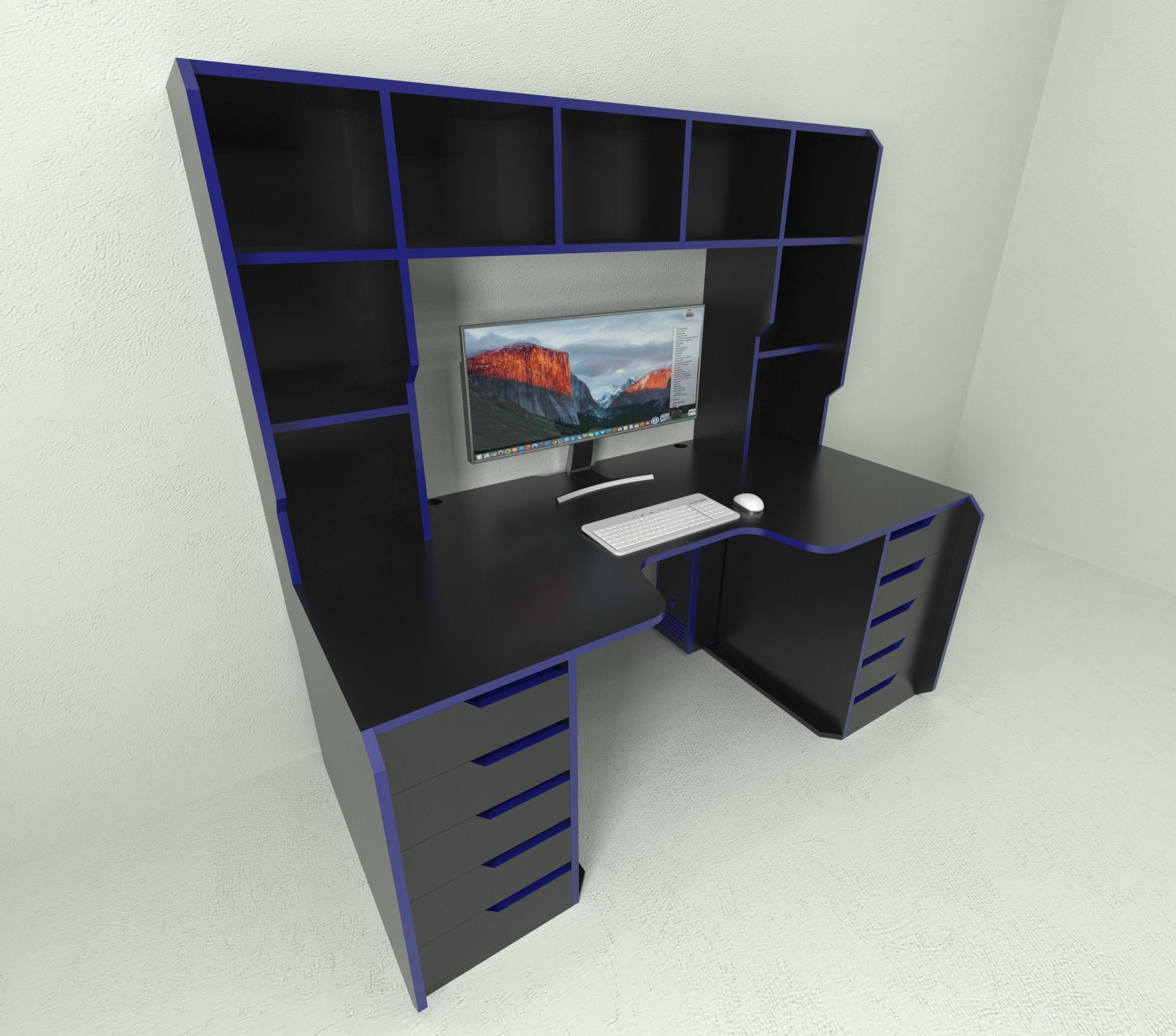 Modern Gaming Table 3D model_2