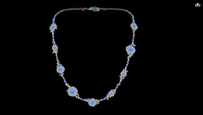 necklace with gold beads 3D print model