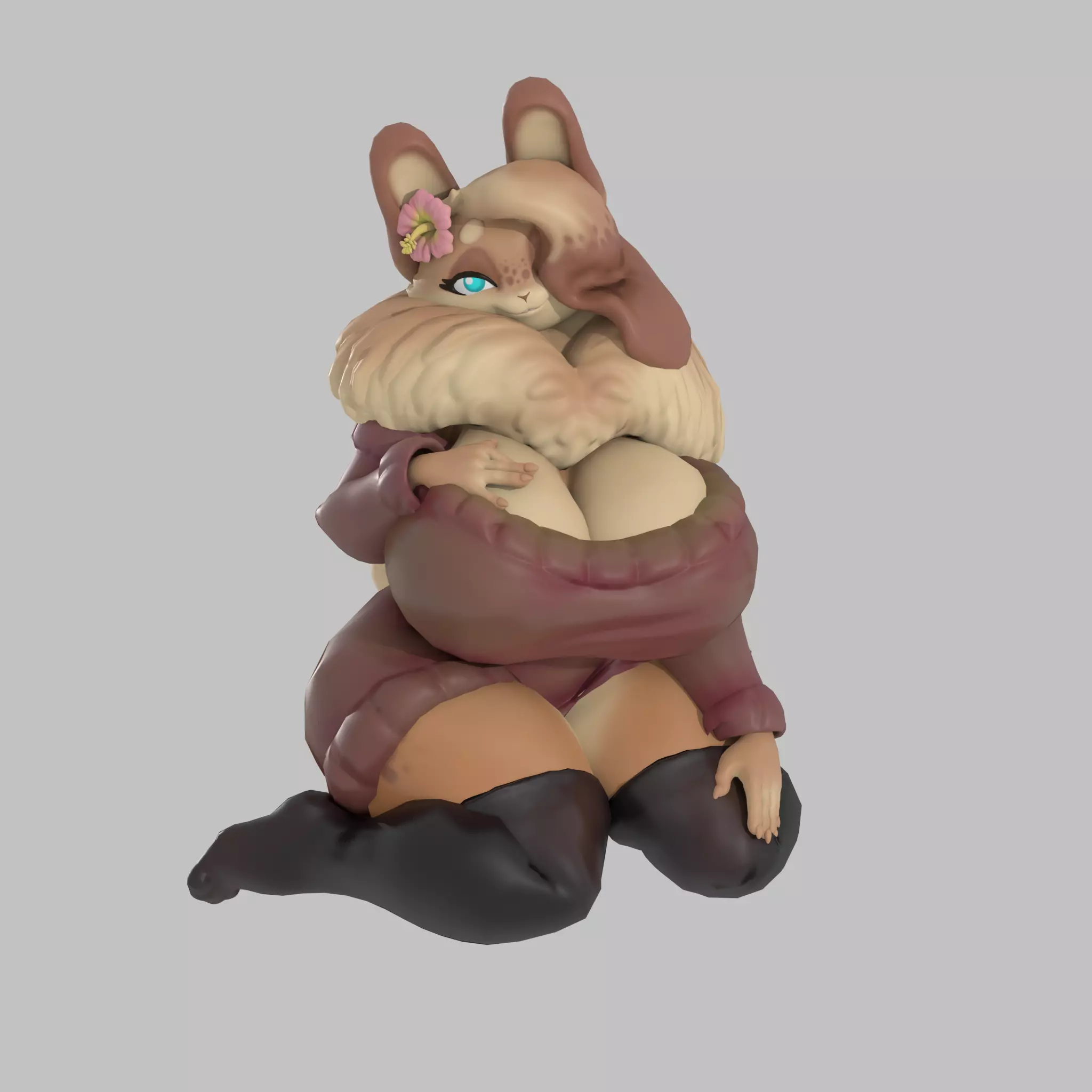 Hazel female bunny Low-poly 3D model_0