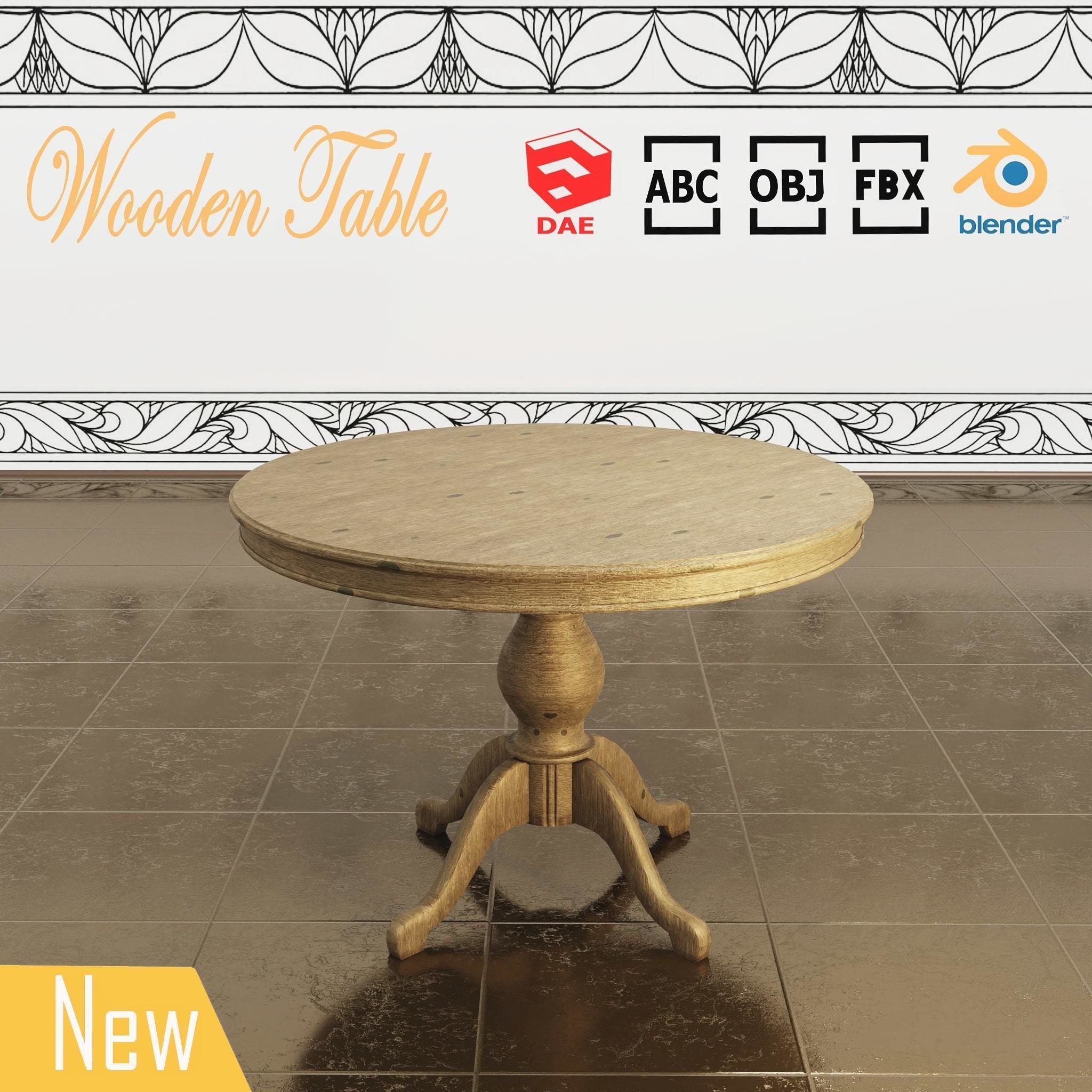  Wooden table 2 Low-poly 3D model_3