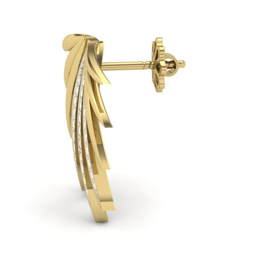 Earrings 3D print model rose gold leaf stud with diamonds 3D print model_5