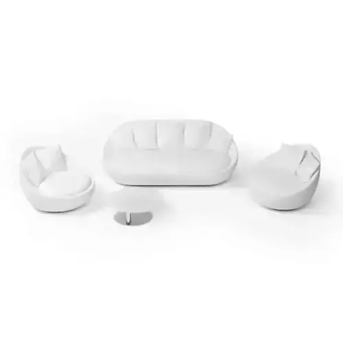 White Three Piece Sofa Set 3D model
