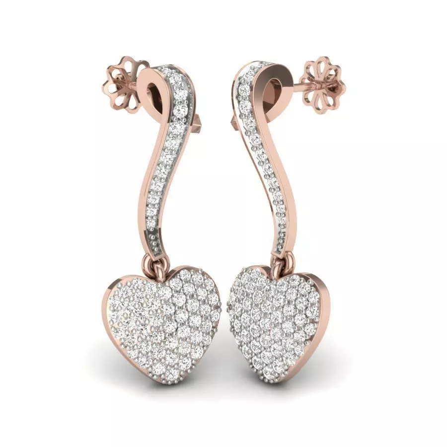 Halo and Cluster Heart Earrings 3D print model