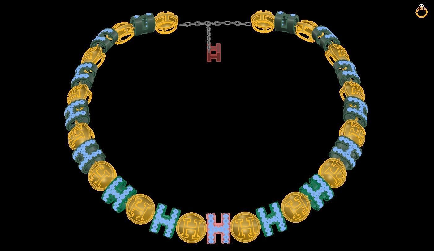 necklaces necklace with gold and beads 3D print model_1