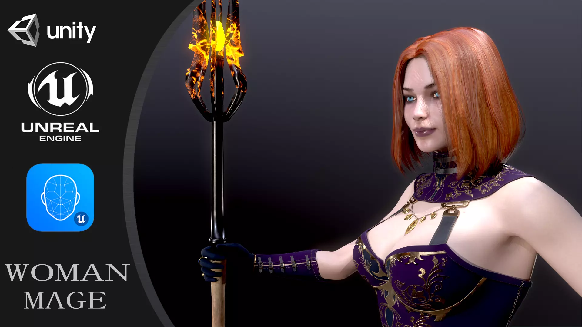 Woman Mage Low-poly 3D model