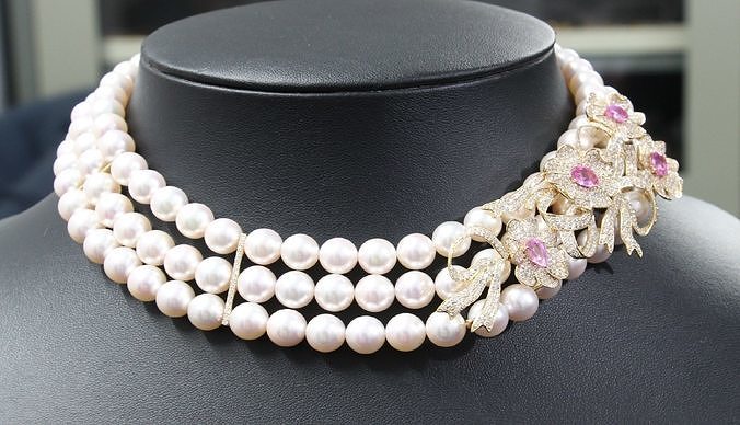 necklaces beaded necklace with flowers 3D print model