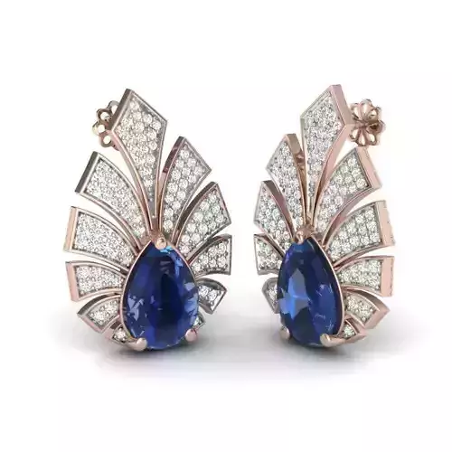 Pear Stone Earrings Foxes 3D print model 3D print model