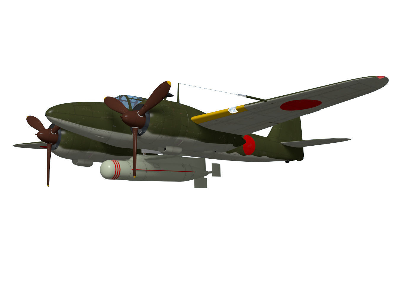 Kawasaki Ki102 otsu and Type I 1 otsu wireless guided missile 3D model_4