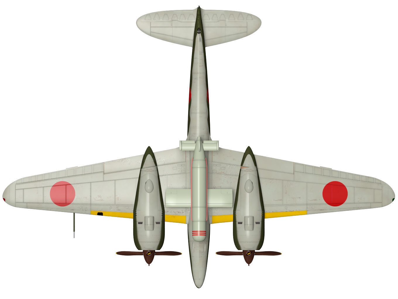 Kawasaki Ki102 otsu and Type I 1 otsu wireless guided missile 3D model_12