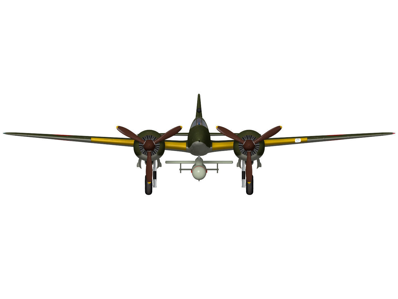 Kawasaki Ki102 otsu and Type I 1 otsu wireless guided missile 3D model_10