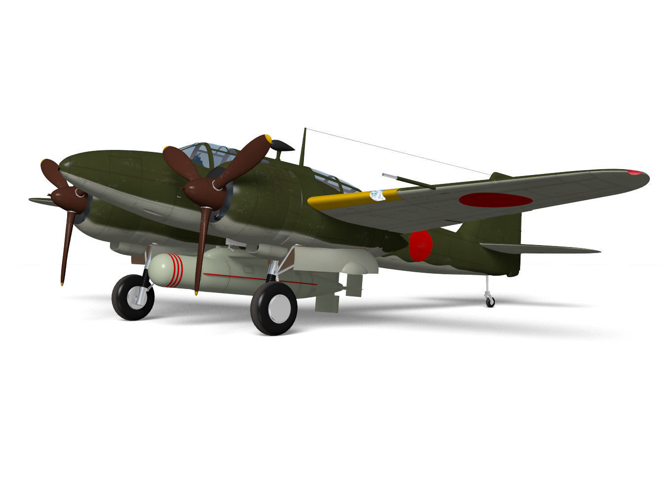 Kawasaki Ki102 otsu and Type I 1 otsu wireless guided missile 3D model_5