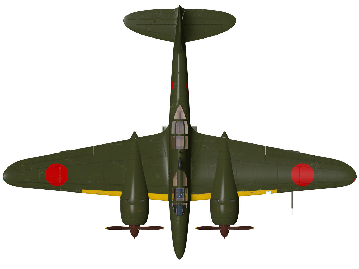 Kawasaki Ki102 otsu and Type I 1 otsu wireless guided missile 3D model_11