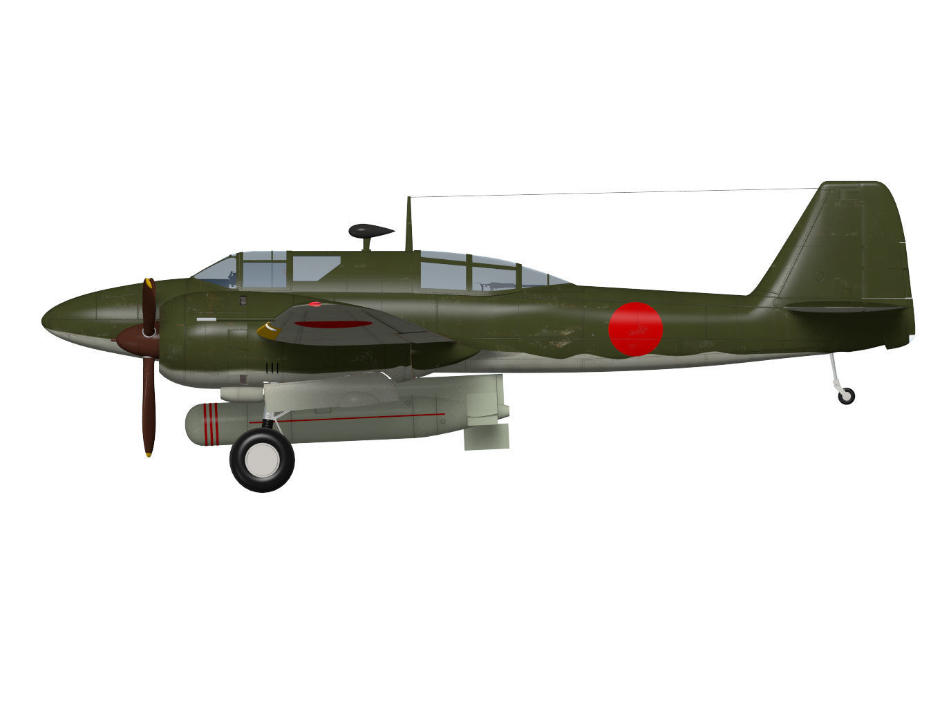 Kawasaki Ki102 otsu and Type I 1 otsu wireless guided missile 3D model_9