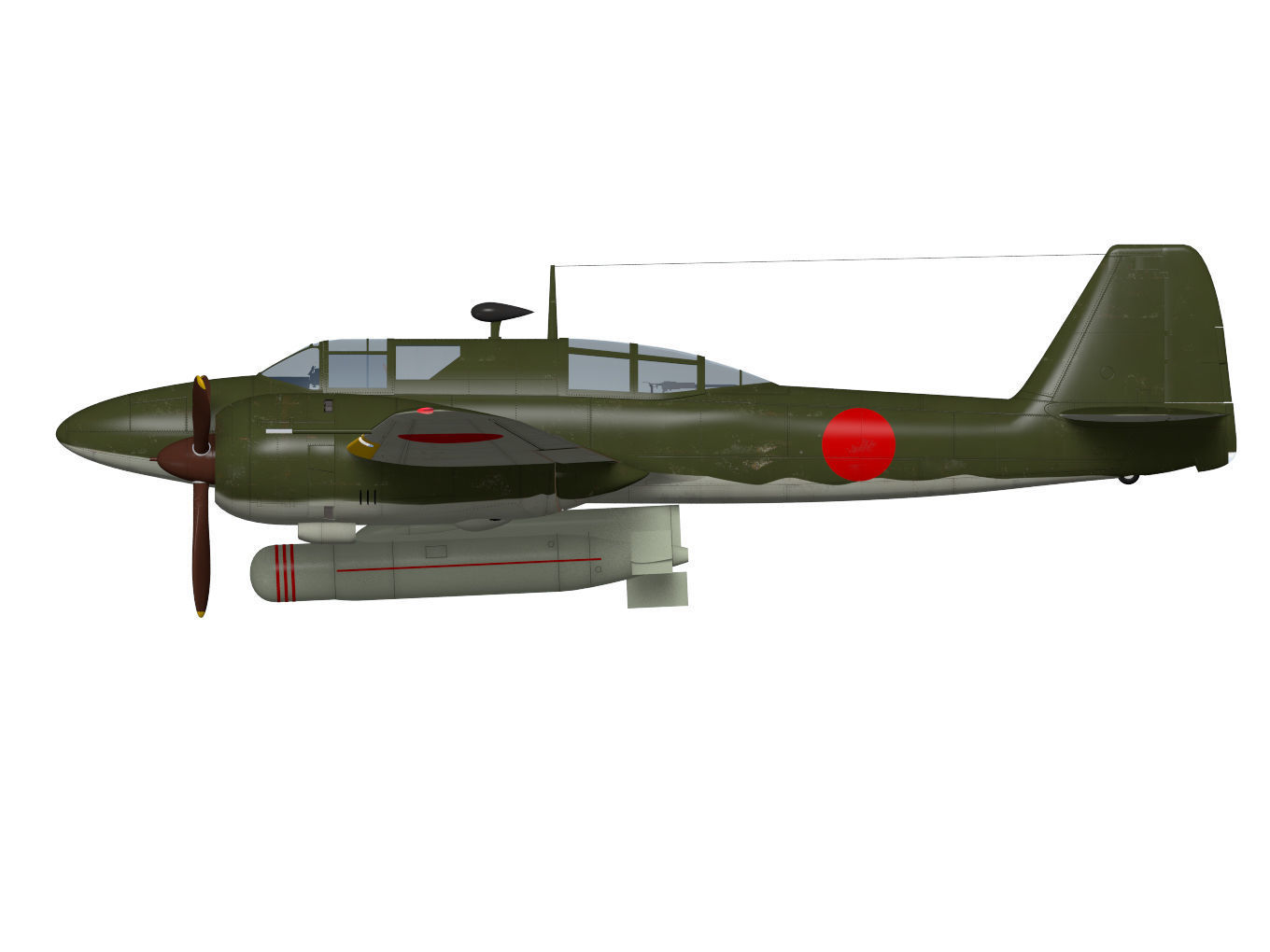 Kawasaki Ki102 otsu and Type I 1 otsu wireless guided missile 3D model_8