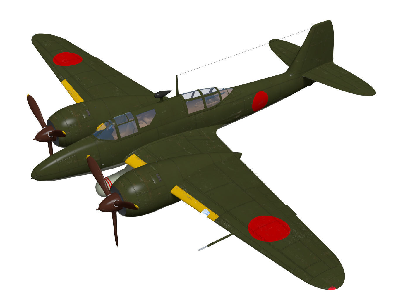 Kawasaki Ki102 otsu and Type I 1 otsu wireless guided missile 3D model_2