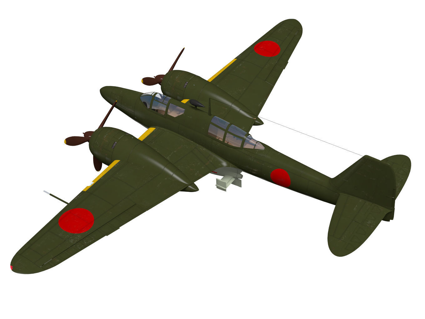 Kawasaki Ki102 otsu and Type I 1 otsu wireless guided missile 3D model_3