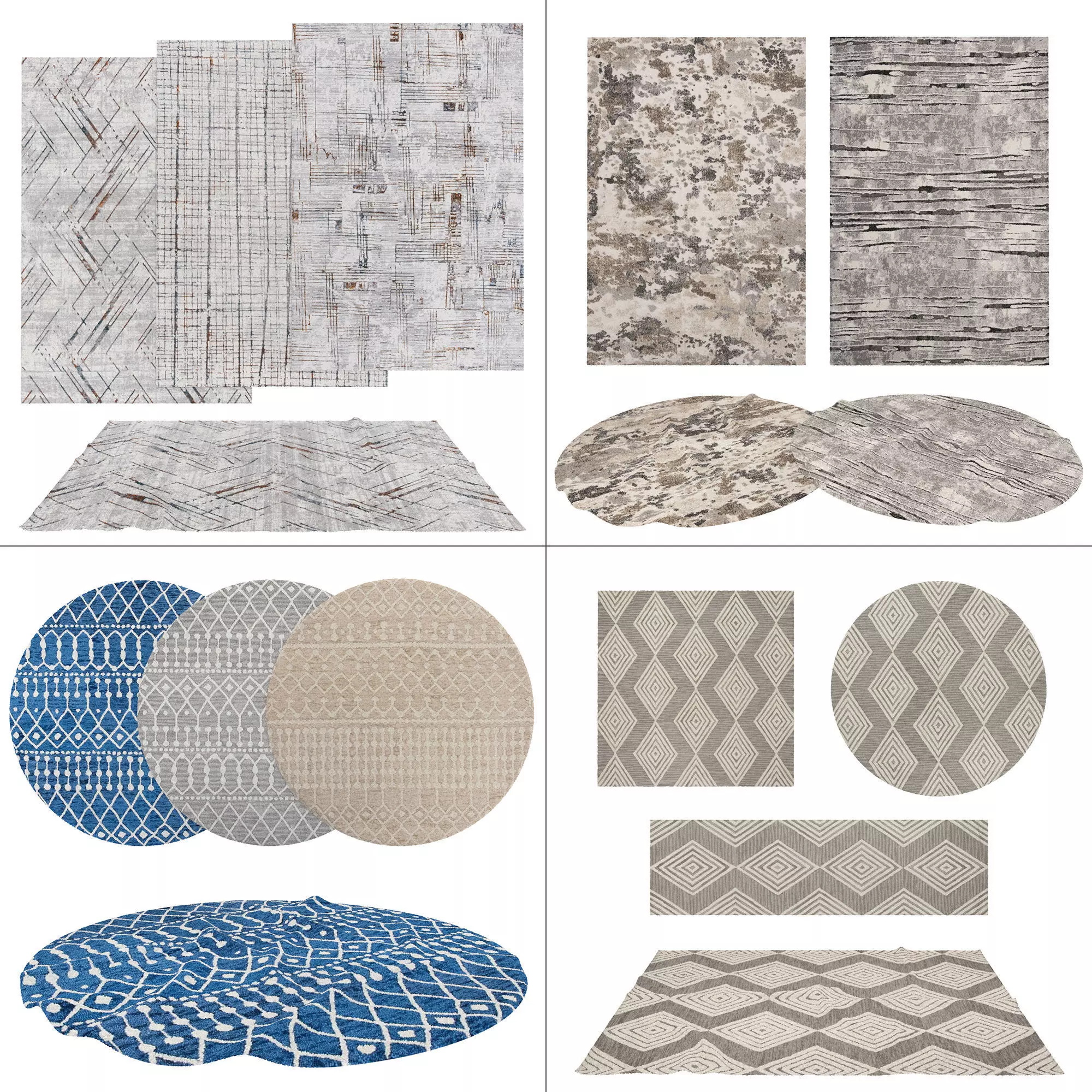 4 in 1 Rug Collection No 34 Low-poly 3D model_0