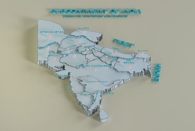 subcontinent of India 3d map  3D model
