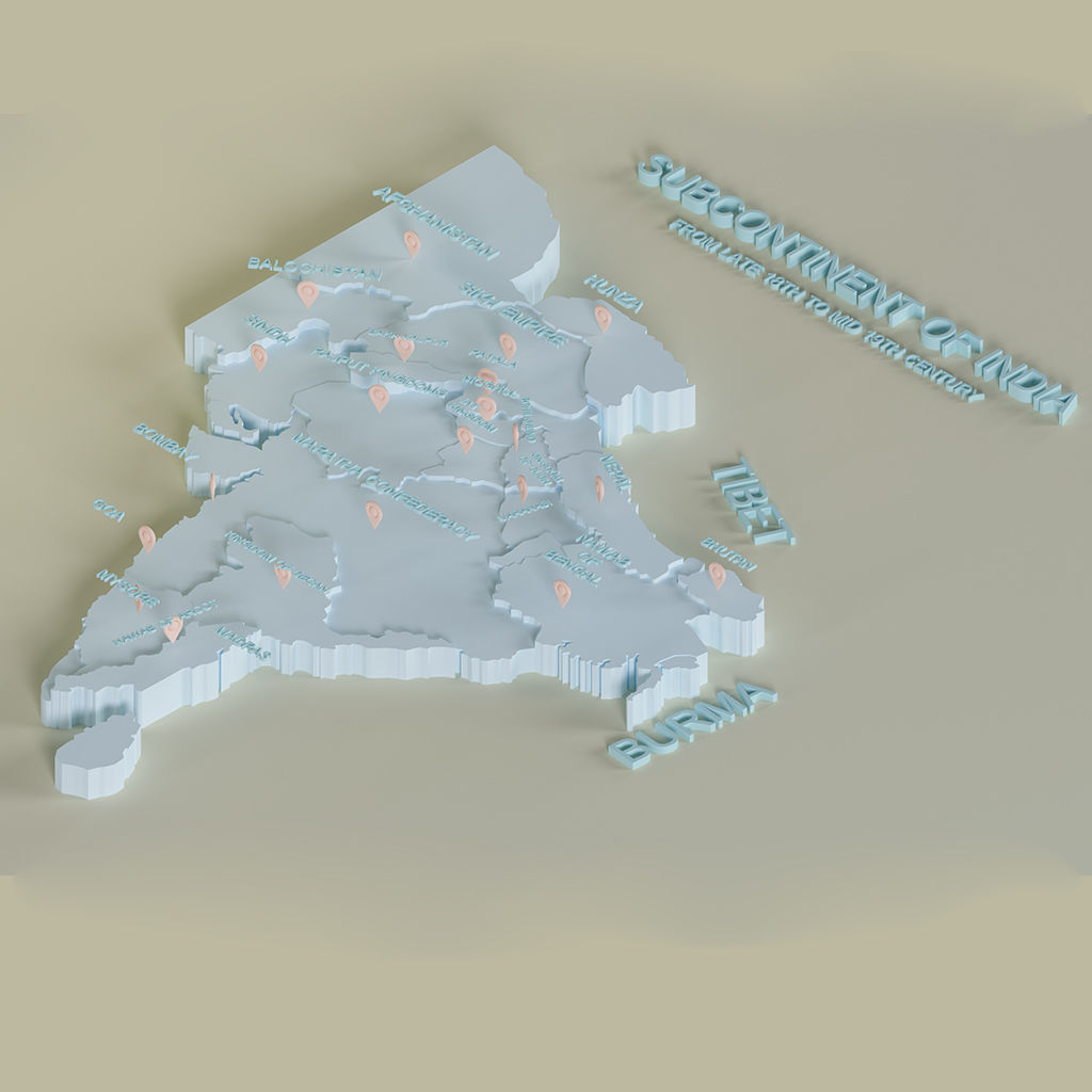 subcontinent of India 3d map  3D model_3