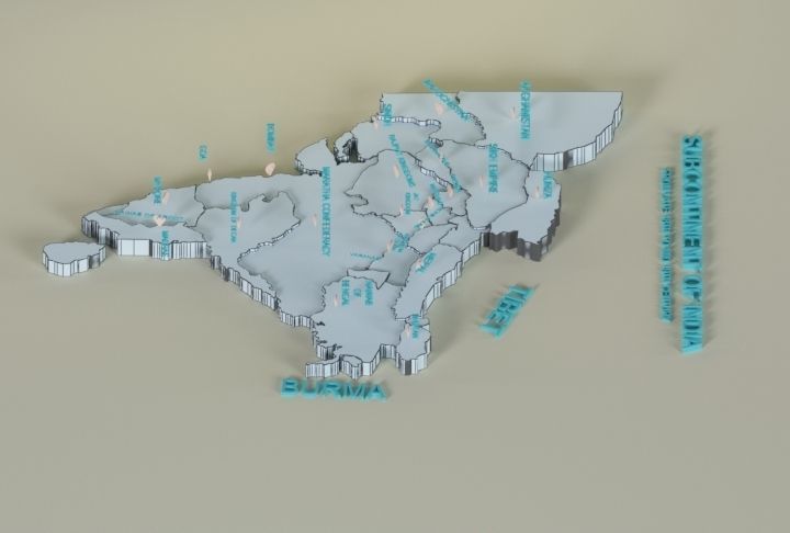 subcontinent of India 3d map  3D model_1