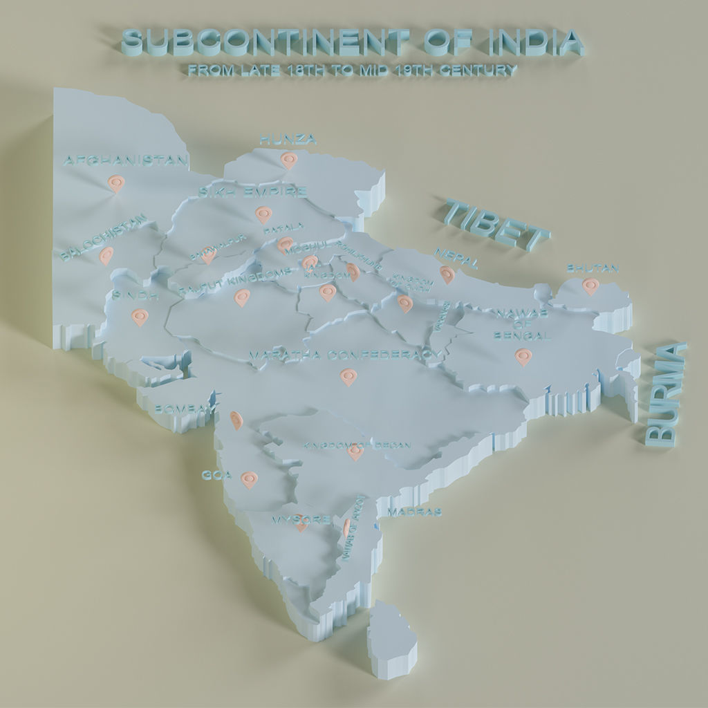 subcontinent of India 3d map  3D model_2