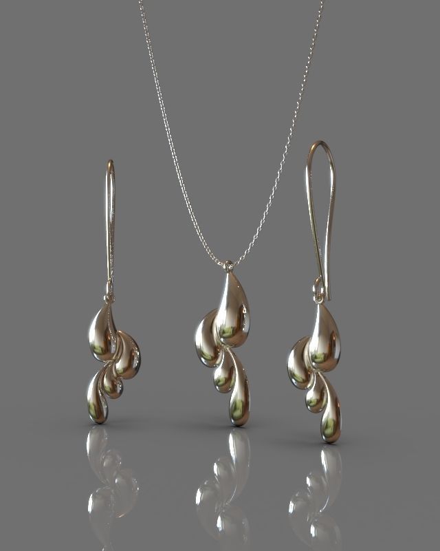 Pendant earrings set 3D print model_10