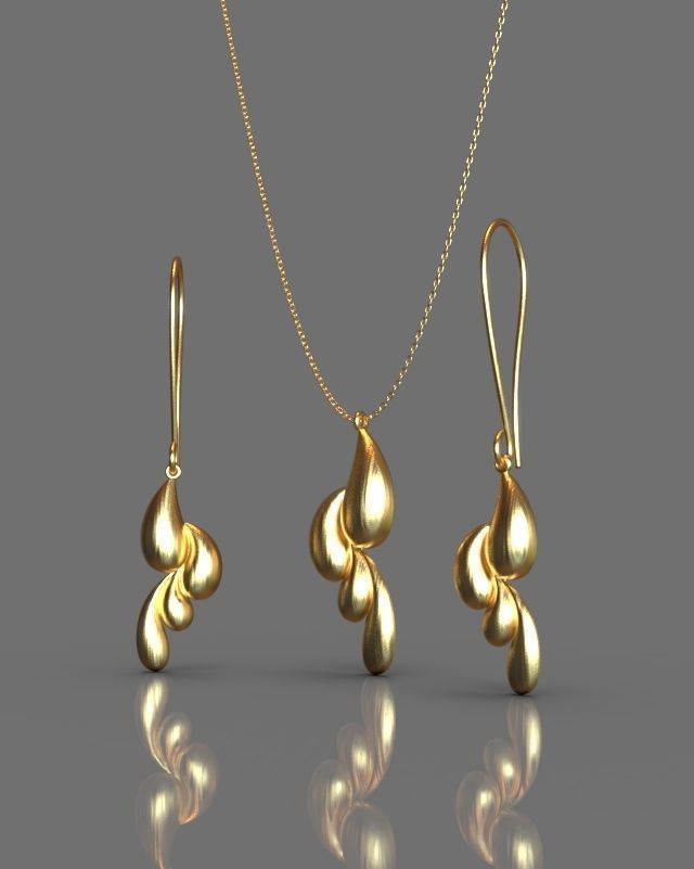 Pendant earrings set 3D print model_13