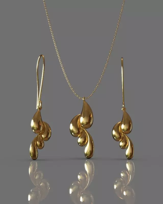 Pendant earrings set 3D print model_0