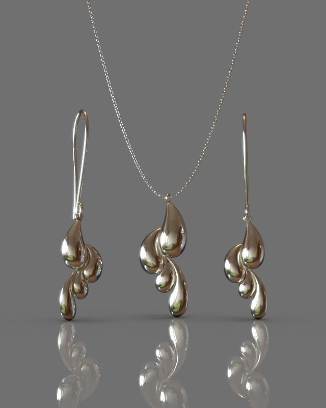Pendant earrings set 3D print model_9