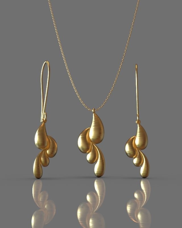 Pendant earrings set 3D print model_12