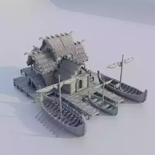 Small Viking Port Tabletop Terrain 28 mm 3D print model