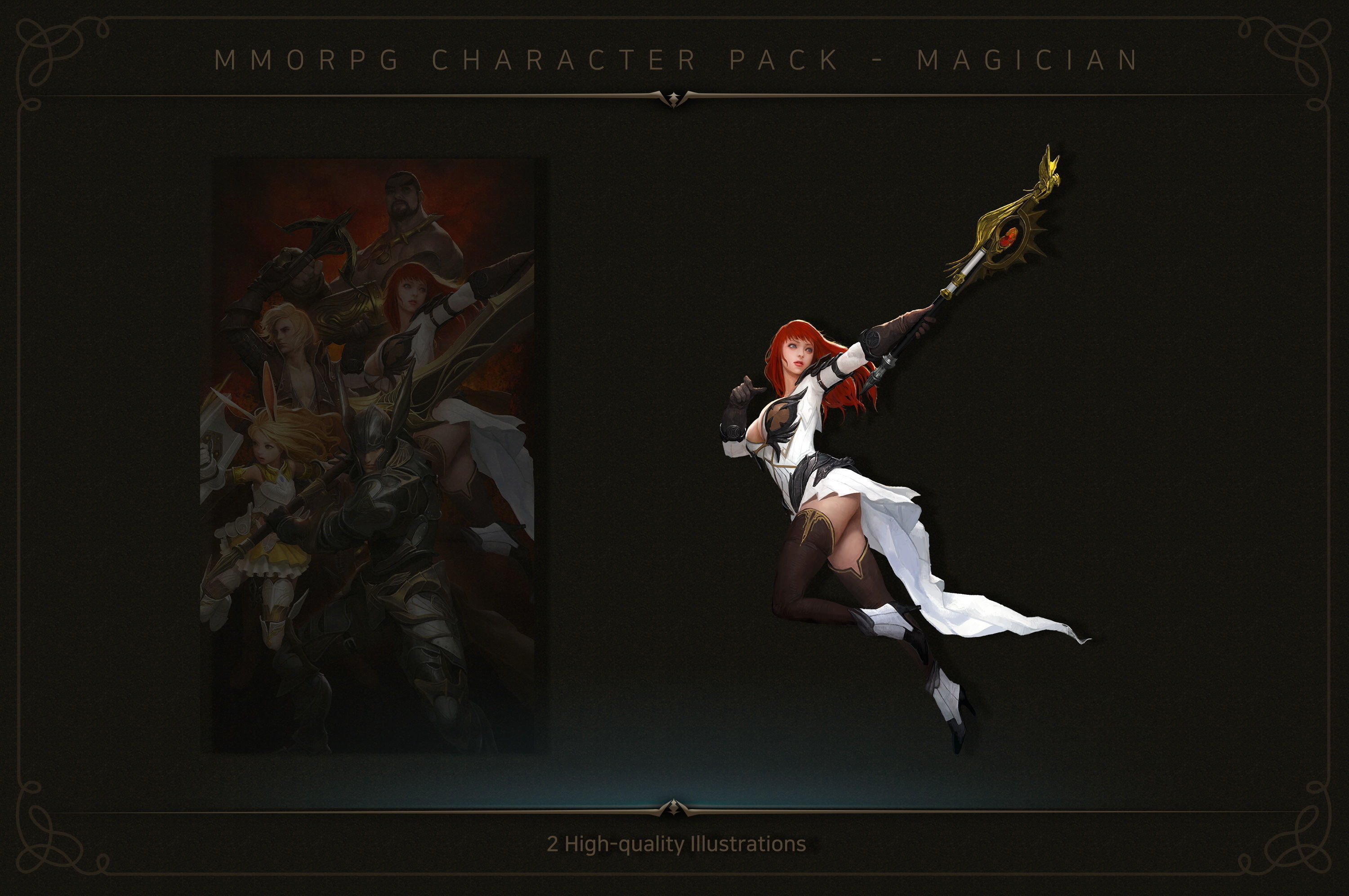 MMORPG Character Pack - Magician Low-poly 3D model_5