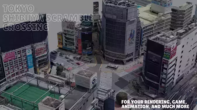 Tokyo Shibuya Scramble Crossing Free low-poly 3D model