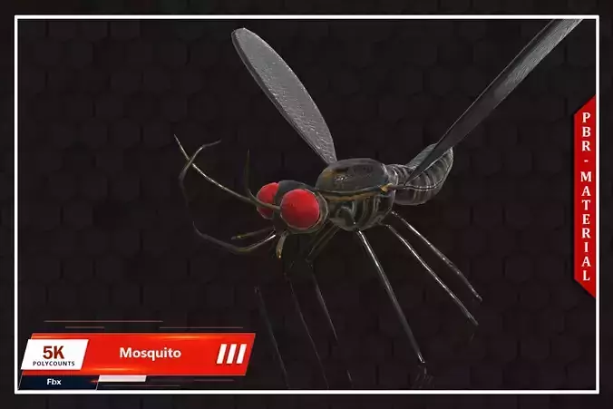 Mosquito with eyes Low-poly 3D model