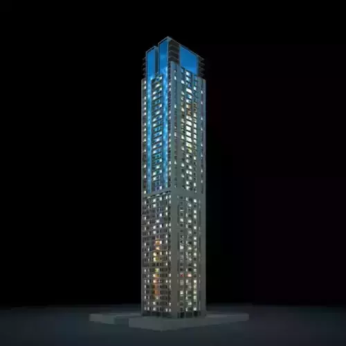 New Illuminated Night Time Skyscraper