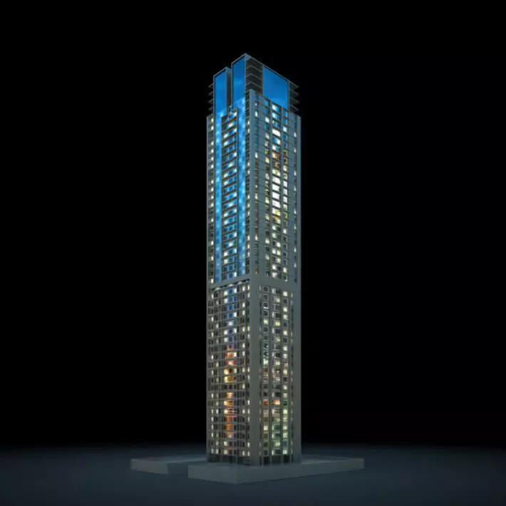 New Illuminated Night Time Skyscraper 3D model_0