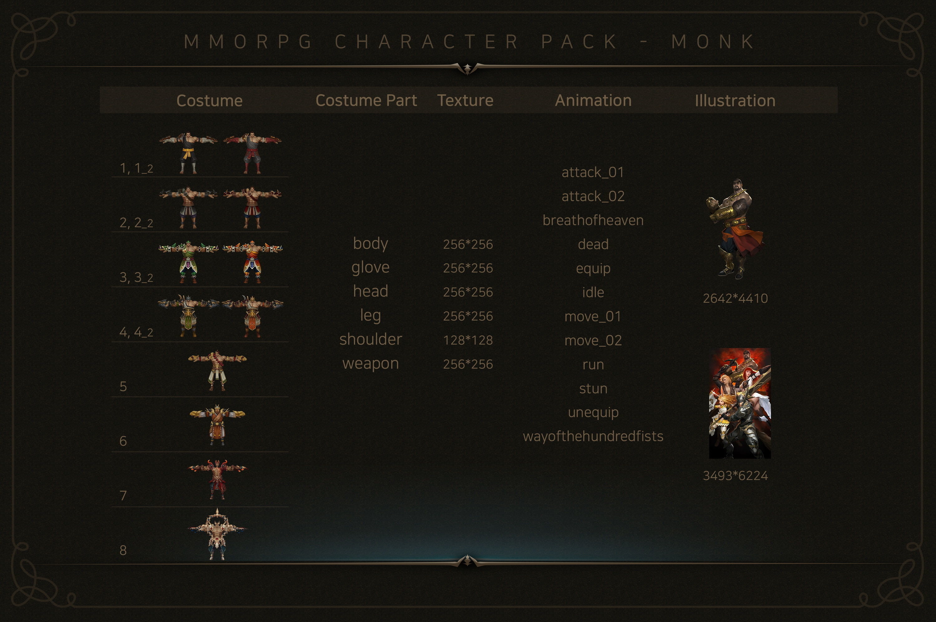 MMORPG Character Pack - Monk Low-poly 3D model_6