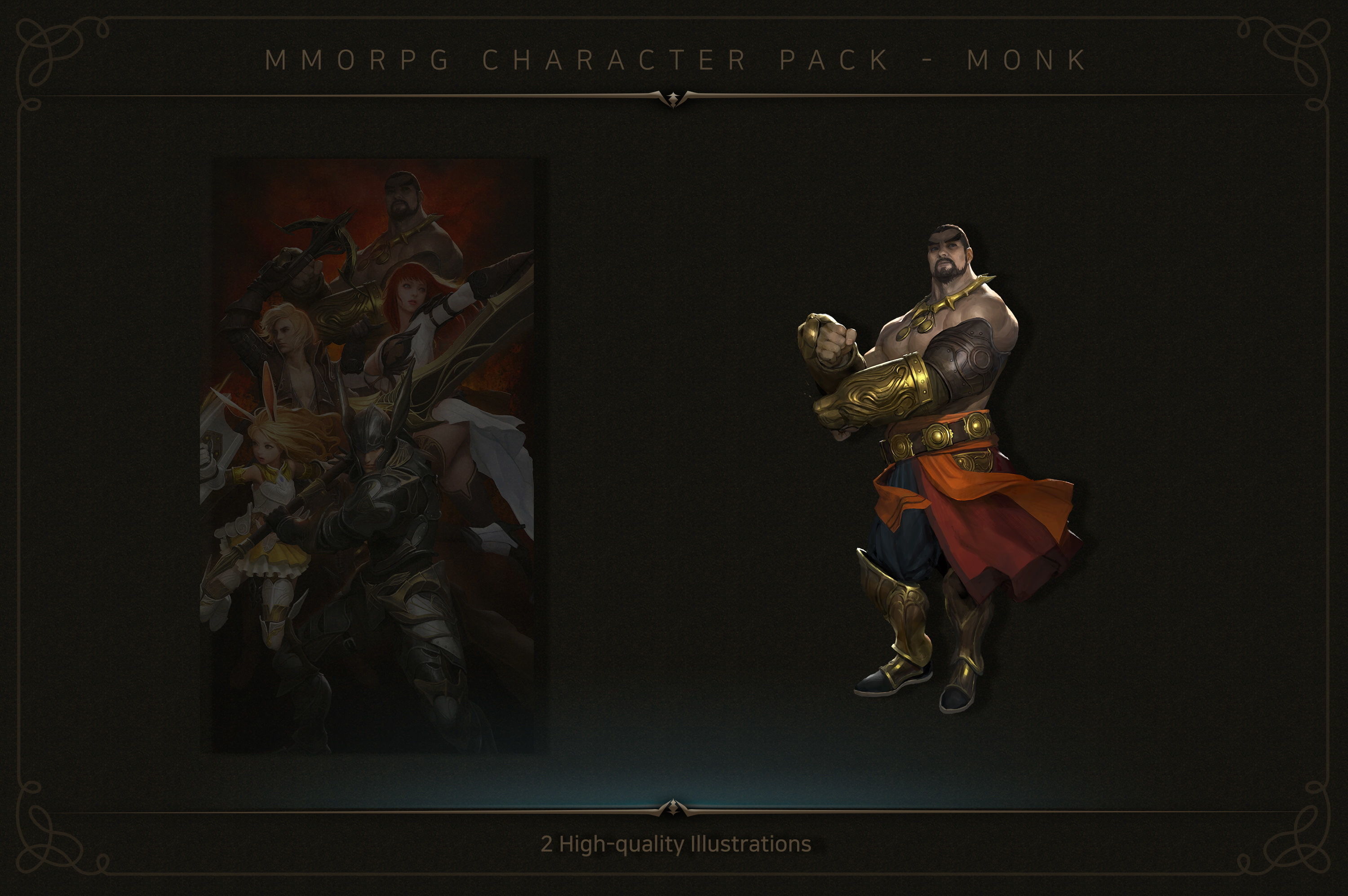 MMORPG Character Pack - Monk Low-poly 3D model_5