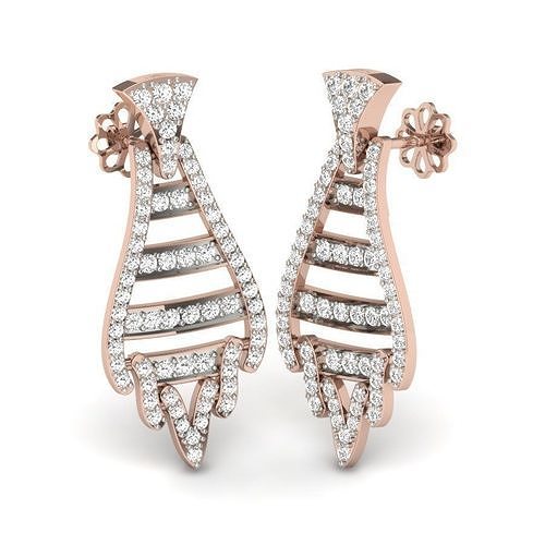 EARRING diamond pendant in gold 3D print model