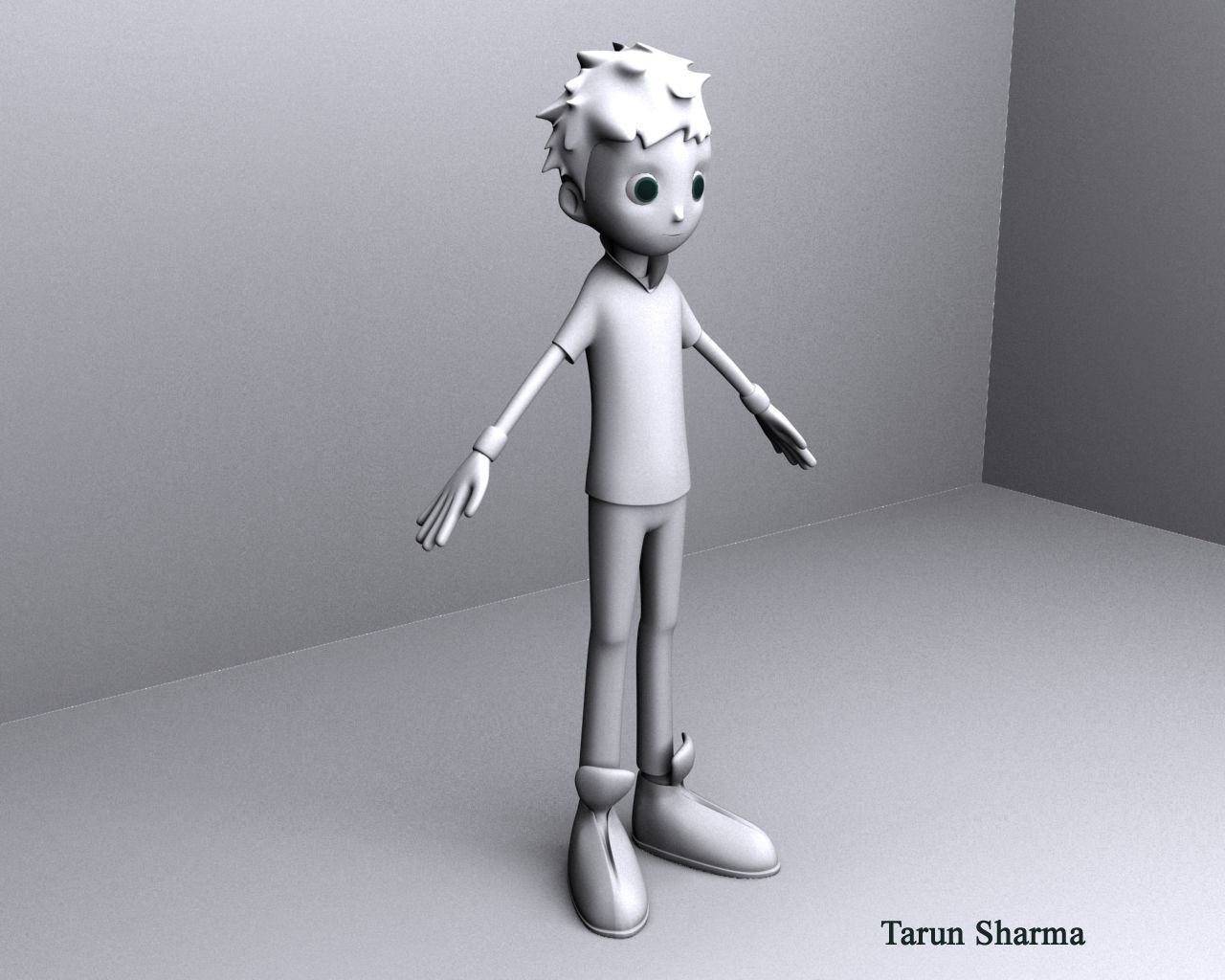 Cartoon Boy Low-poly 3D model_1