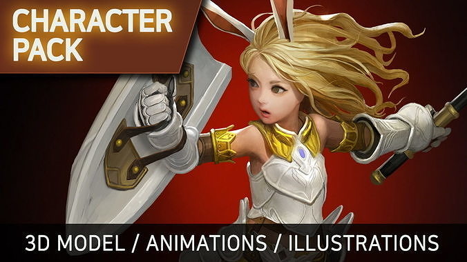 MMORPG Character Pack - Paladin Low-poly 3D model